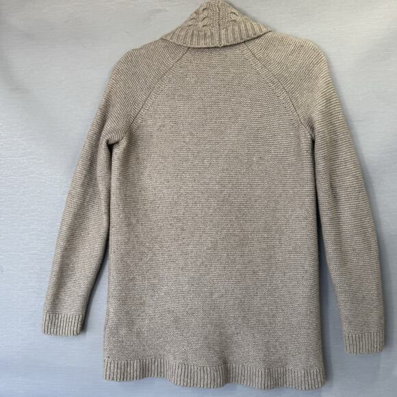 Lacoste Shawl Collar Cardigan Womens M FR 38 Beige Wool Cashmere Rabbit Blend - Picture 2 of 8